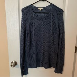 Cato blue knit lace up style sweater